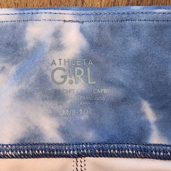 ATHLETA Girl Printed CHIT CHAT Capri in Peach Tie Dye | Girl8/10 | Like New - Picture 9 of 9